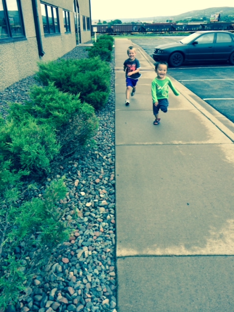 this was how a mom strategically utilizes a long sidewalk while dad picks out samples of flooring. Thank You Jesus it had stopped raining.